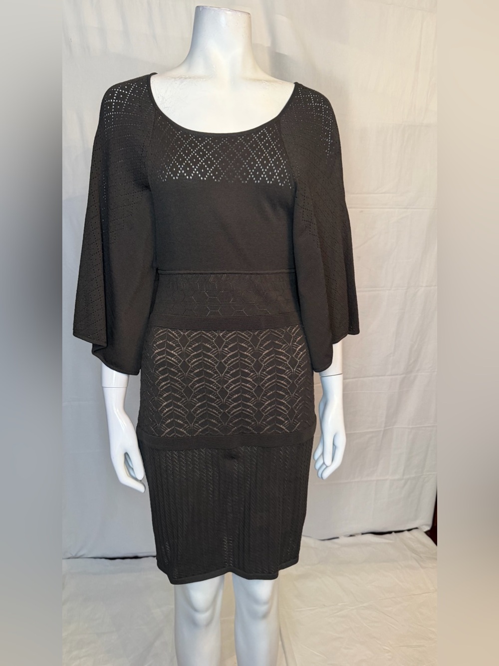 Catherine Malandrino Black Knit Paneled Pencil Skirt Dress